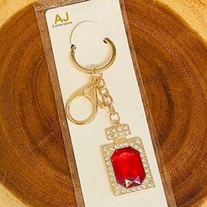 Red Gem and Gold Perfume Bottle Bag Charm ~ New in Package
